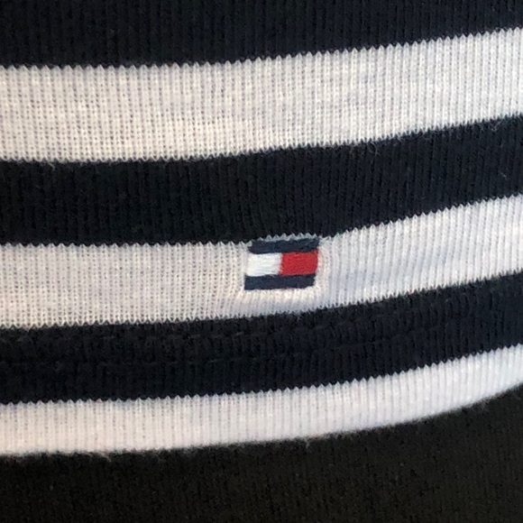 Tommy Hilfiger Striped Navy and White Ruffle Sleeve Short Sleeve Top, Size M - Picture 6 of 8